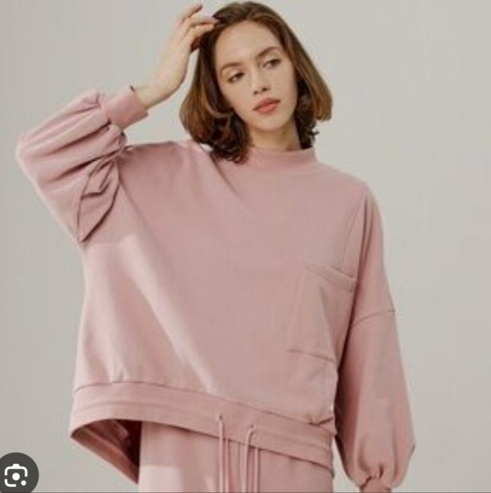 Nap Loungewear Oversized Sweatshirt 3X XXXL Pink Drawstring Hem Cotton Pullover
